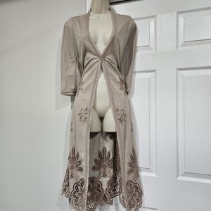 Elegant Beige Lace Cardigan